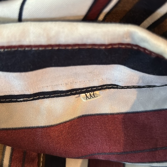 Striped Short Sleeve Shirt Large Burgundy - Picture 5 of 10